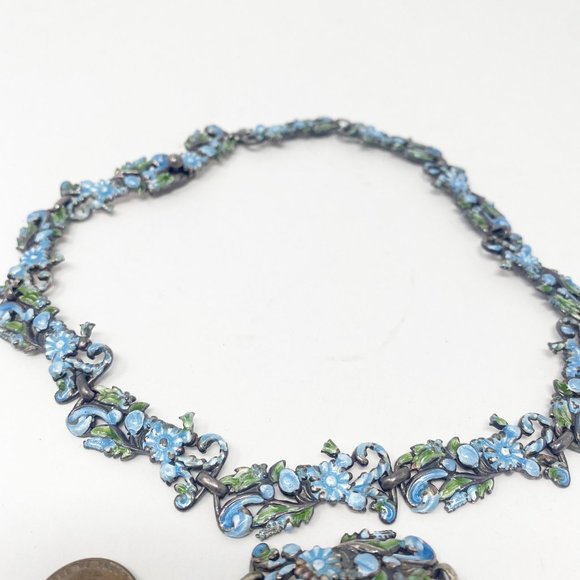 545 Vintage Margot de Taxco 5600 sterling and enamel necklace and bracelet - Picture 3 of 10